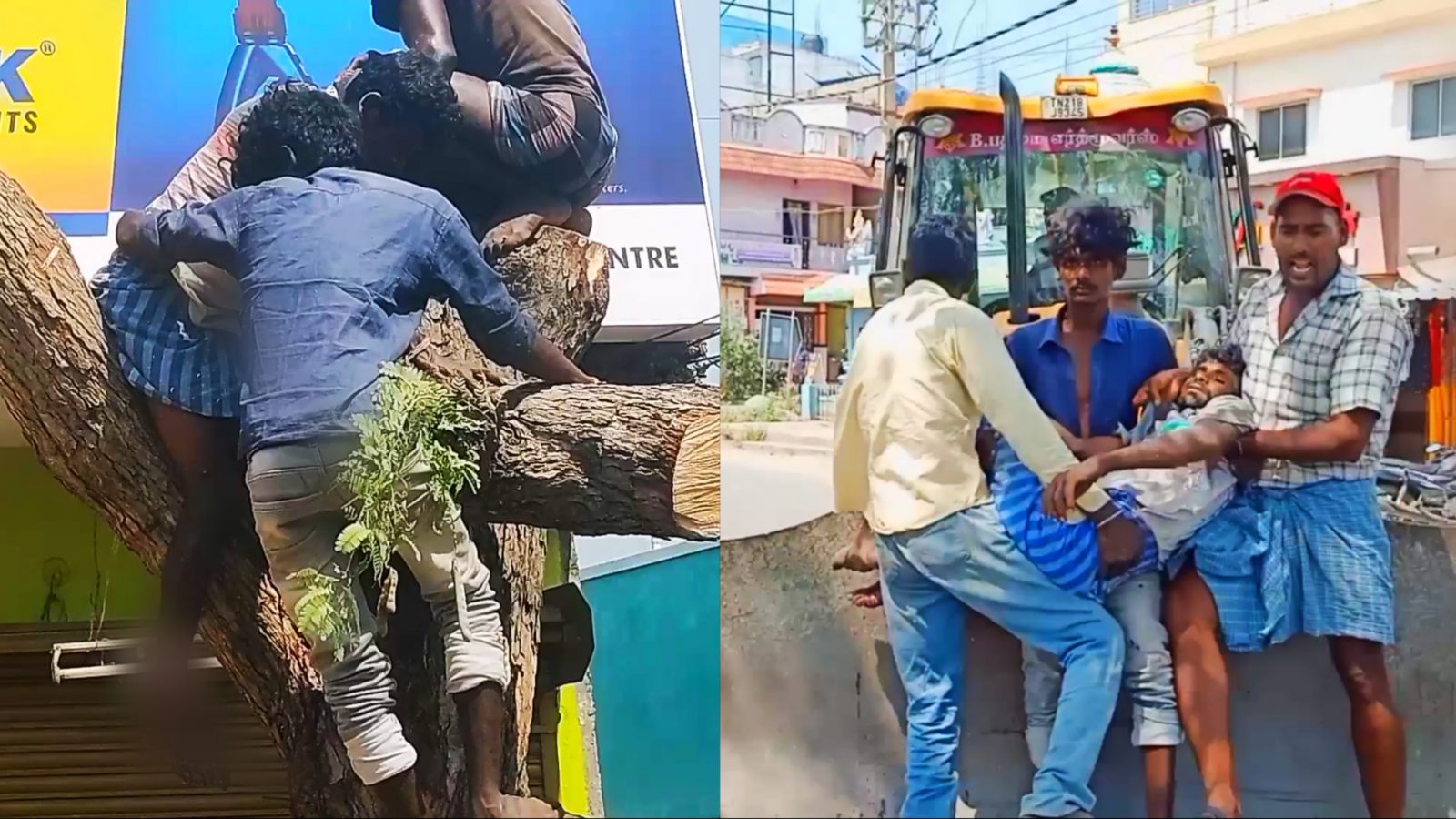 உத்திரமேரூரில் ஆம்புலன்ஸ் வராததால் காயமடைந்தவரை ஜேசிபியில் மருத்துவமனைக்கு அழைத்து சென்ற அவலம்