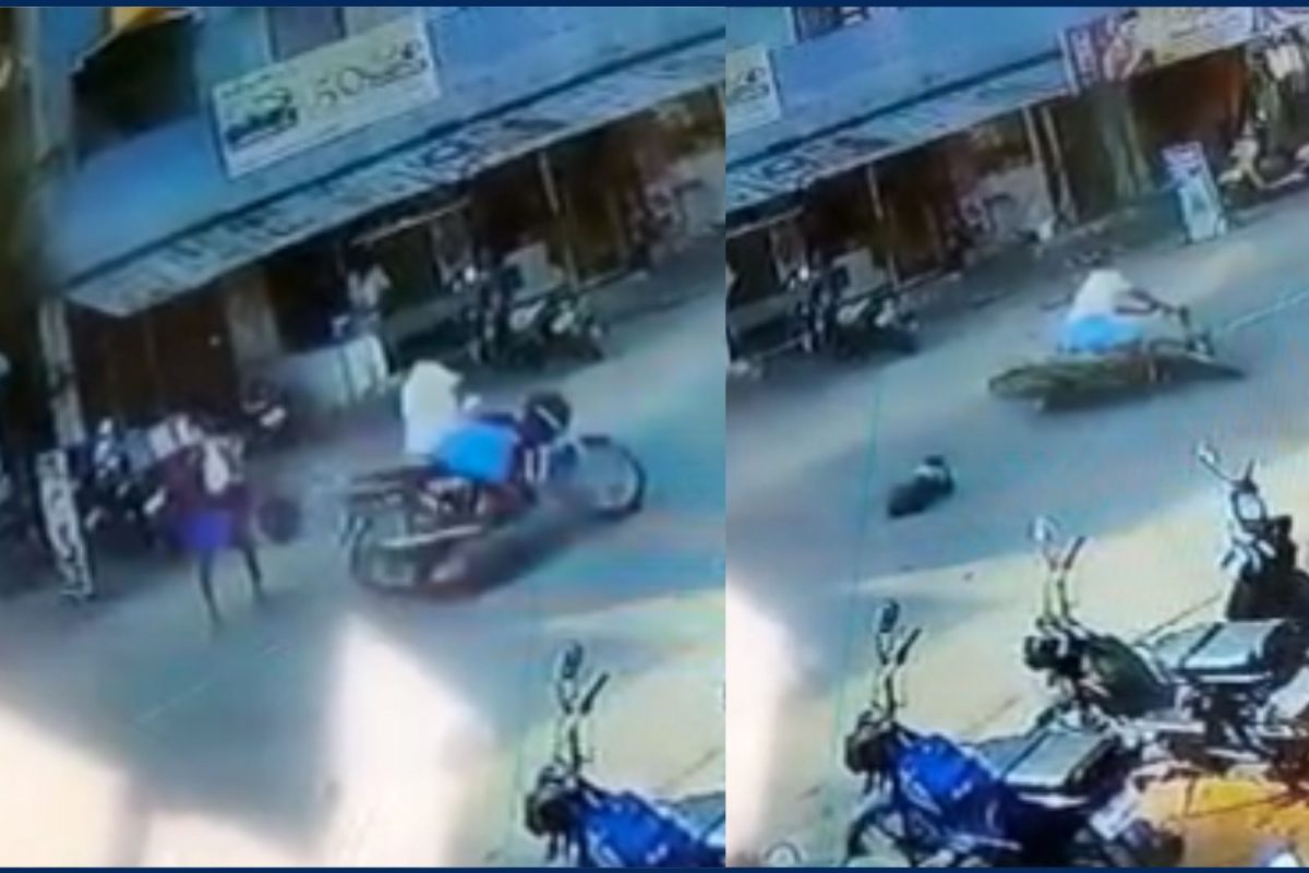 குழந்தை மீது மோதும் சிசிடிவி காட்சி