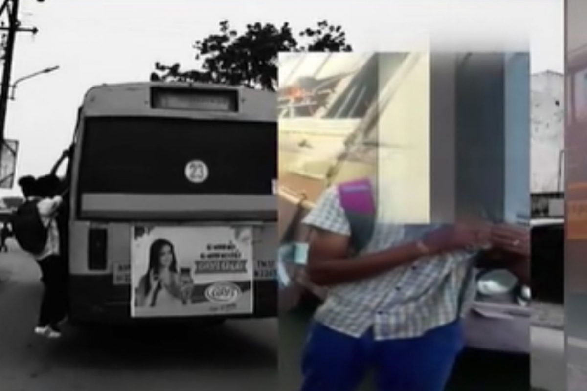 டிரைவரை தாக்கிய மாணவன் 