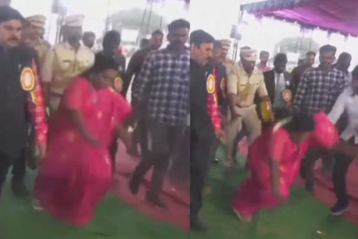 கால் தவறி விழுந்த ஆளுநர் தமிழிசை
