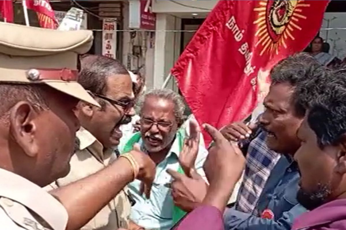 போலீசாரிடம் நாம் தமிழர் கட்சியினர் வாக்குவாதம்!