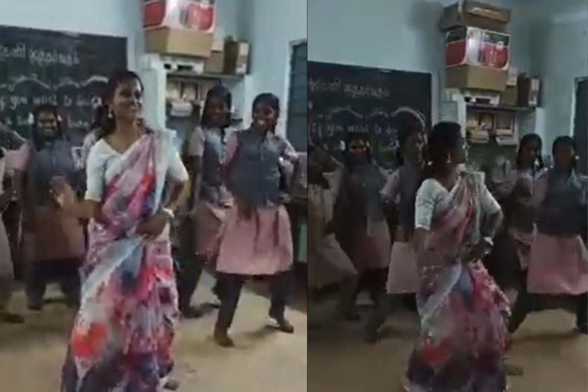 மலையாள பாடலுக்கு அழகாக நடனம் ஆடிய ஸ்கூல் டீச்சர்..