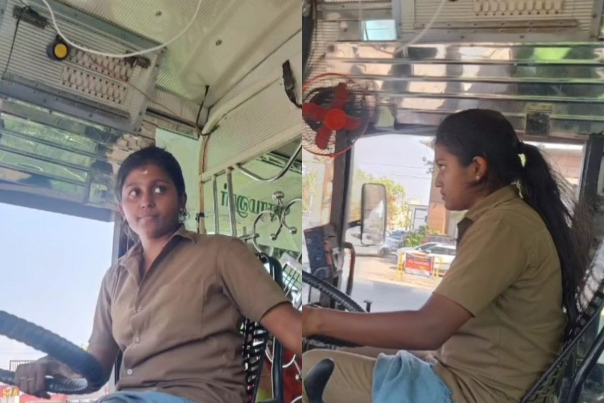 பேருந்து டிரைவராக கலக்கும் இளம்பெண்.. குவியும் பாராட்டு