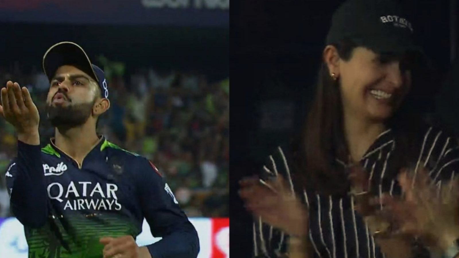 Video | பிளையிங் கிஸ் கொடுத்த விராட் கோலி... வெட்கப்பட்ட அனுஷ்கா சர்மா... வைரலாகும் வீடியோ...!