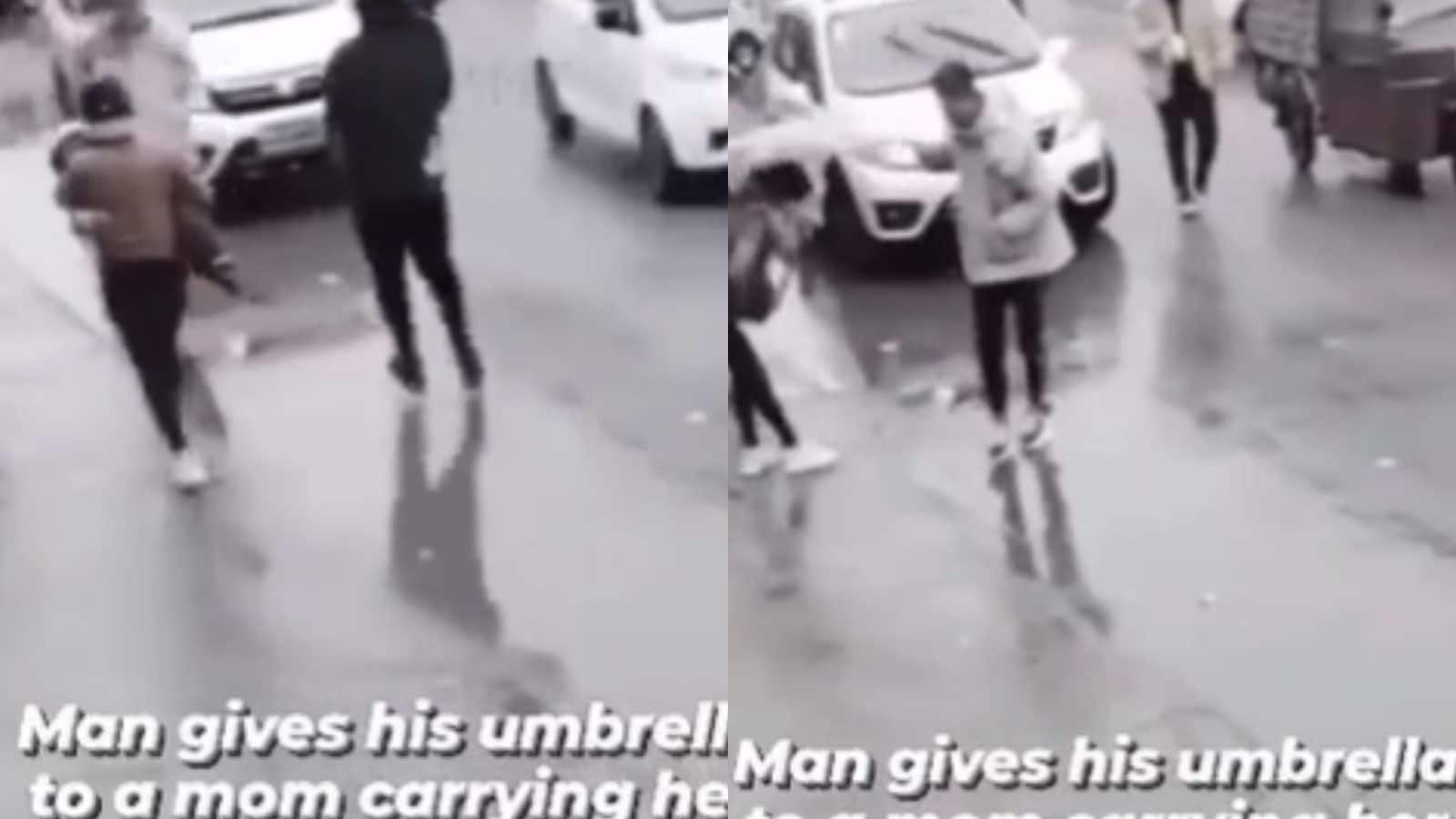 Video: அந்த மனசுதான் கடவுள்.. குழந்தையுடன் மழையில் சென்ற பெண்.. குடை தந்த நபர்.. வைரல் வீடியோ!