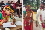 மணக்கோலத்தில் வந்து தேர்வு எழுதிய மணமகள்...