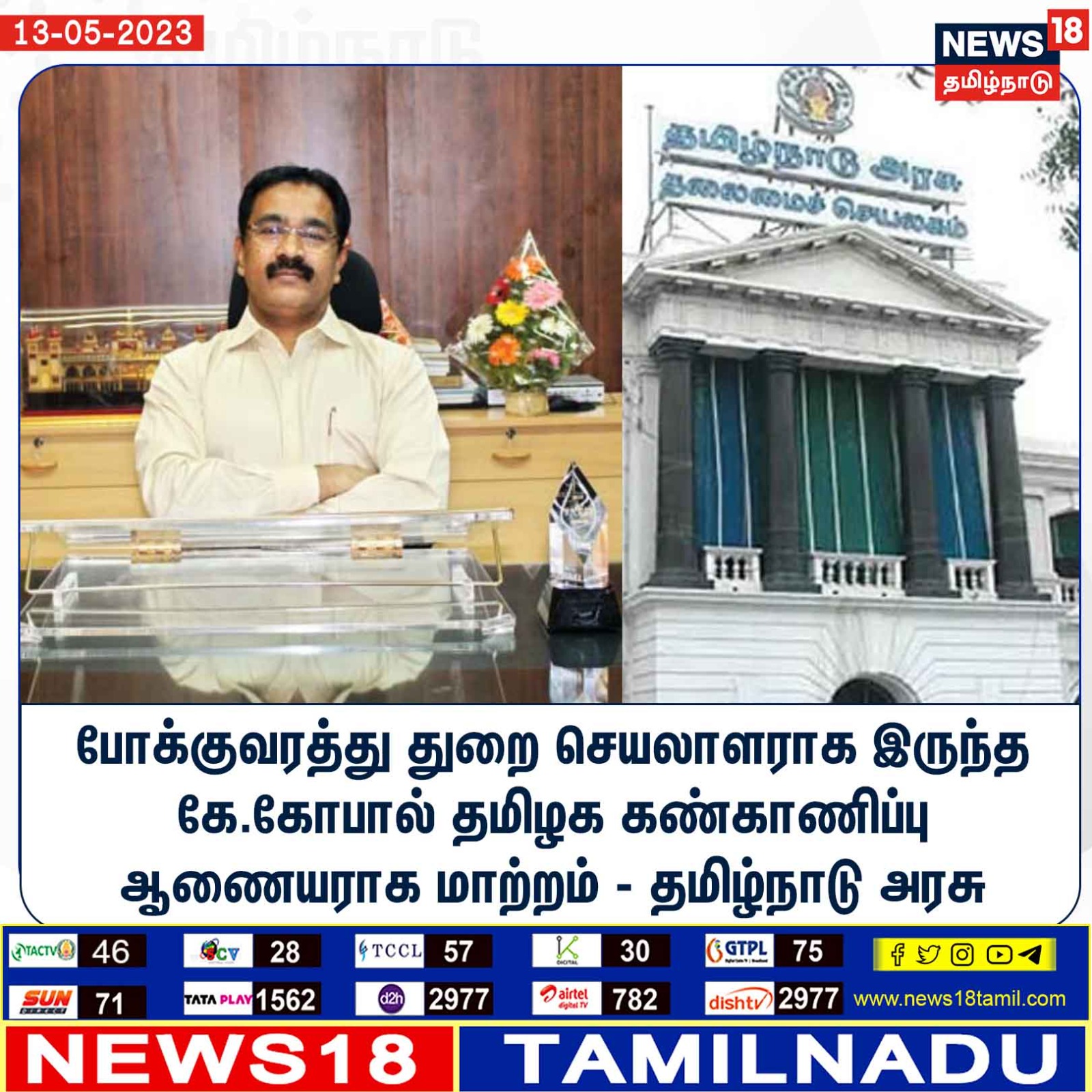  தமிழகத்தில் மூத்த ஐஏஎஸ் அதிகாரிகள் மாற்றம்