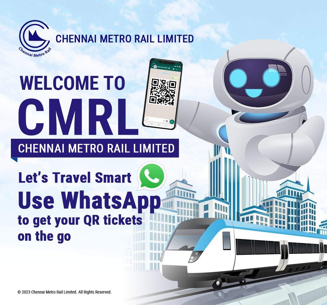  கியூ ஆர் கோடு, மெட்ரோ பயன் அட்டை, சிங்காரச்  ஸ்மார்ட் கார்டு வரிசையில் பயணிகளுக்கு வாட்ஸ் அப் மூலமாக டிக்கெட் பெறும் வசதியை மெட்ரோ ரயில் நிர்வாகம் அறிமுகம் செய்துள்ளது.