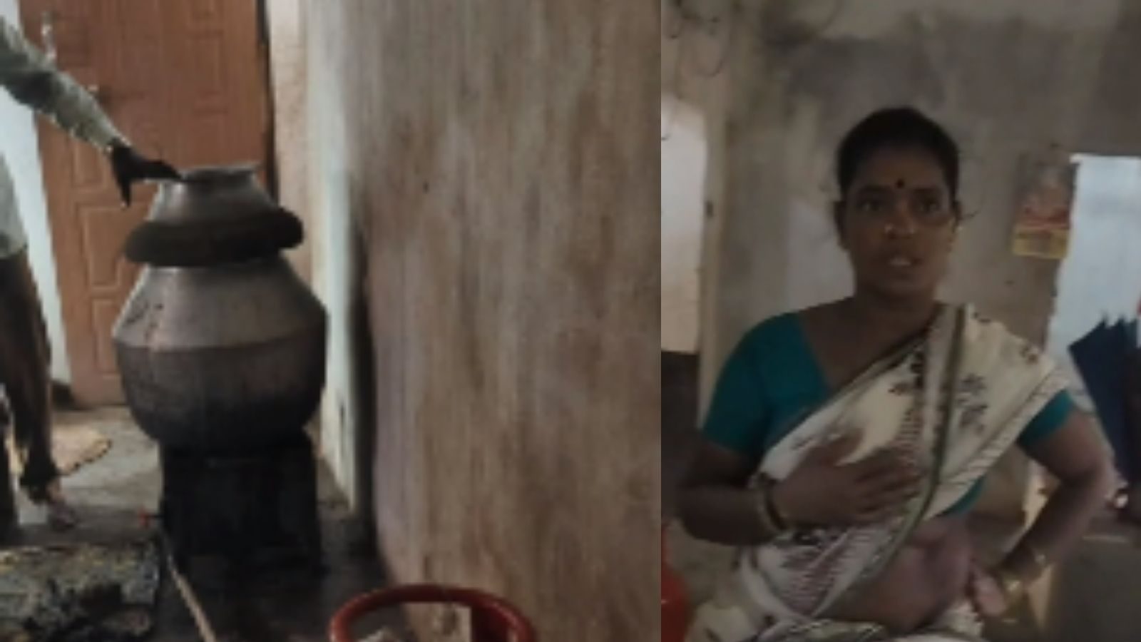 வீட்டு கேஸ் அடுப்பில் கள்ளச்சாராயம்... காய்ச்சும்போதே சிக்கிய பெண்... 100லி சாராயம் பறிமுதல்..!