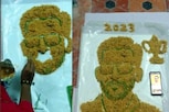 பிரியாணியில் தோனி உருவத்தை வரைந்து அசத்திய ஓவியர்!