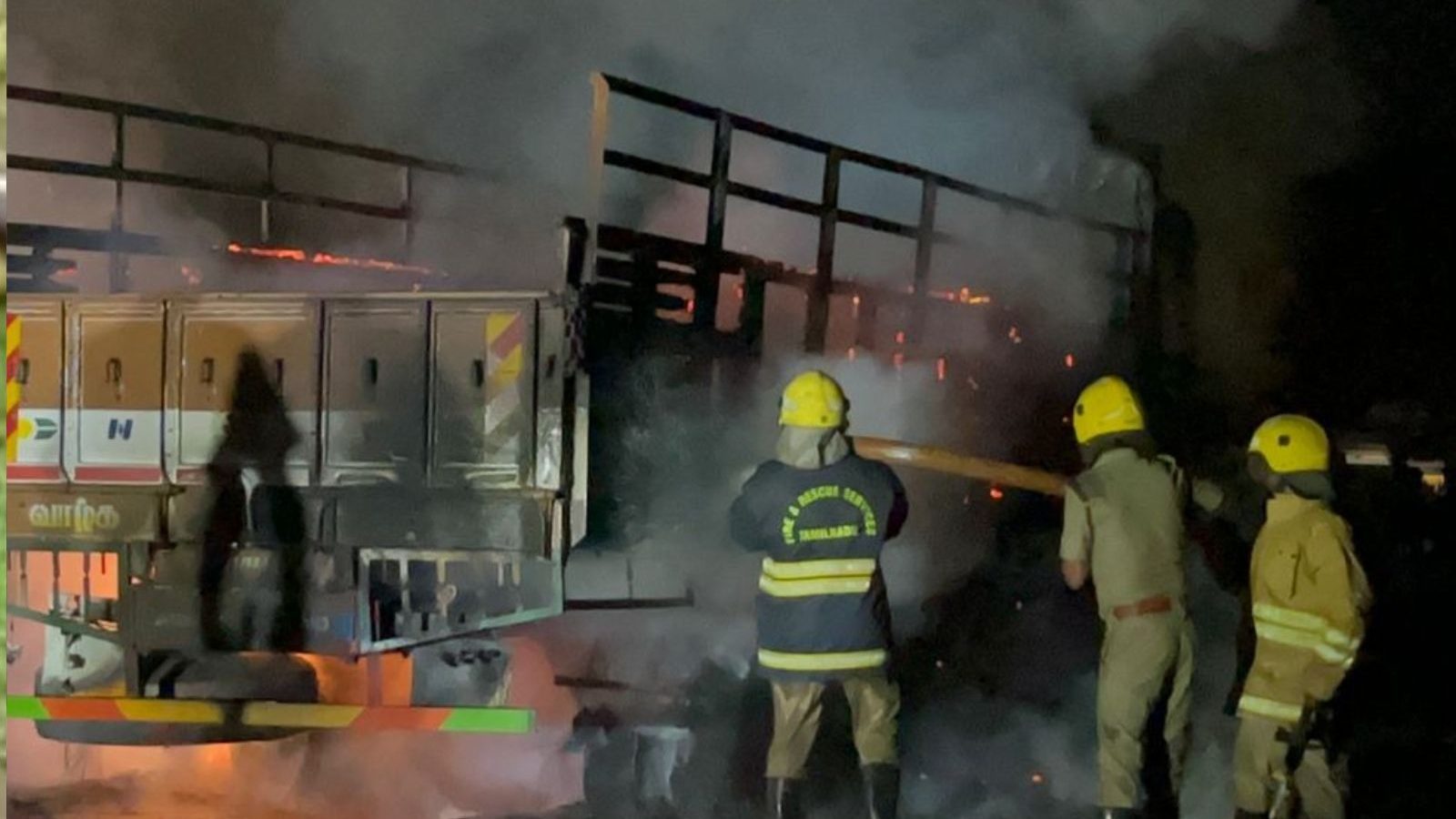 திருச்சியில் லாரி டீசல் டேங்க் வெடித்து விபத்து..