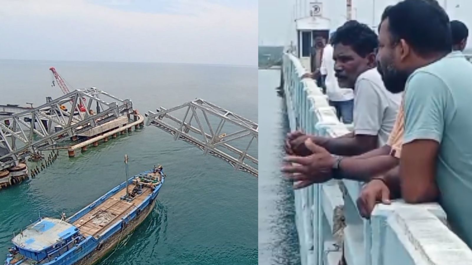 பாம்பன் பாலத்தை கடந்து சென்ற பாய்மரக்கப்பல்.. கண்டு ரசித்த மக்கள்!