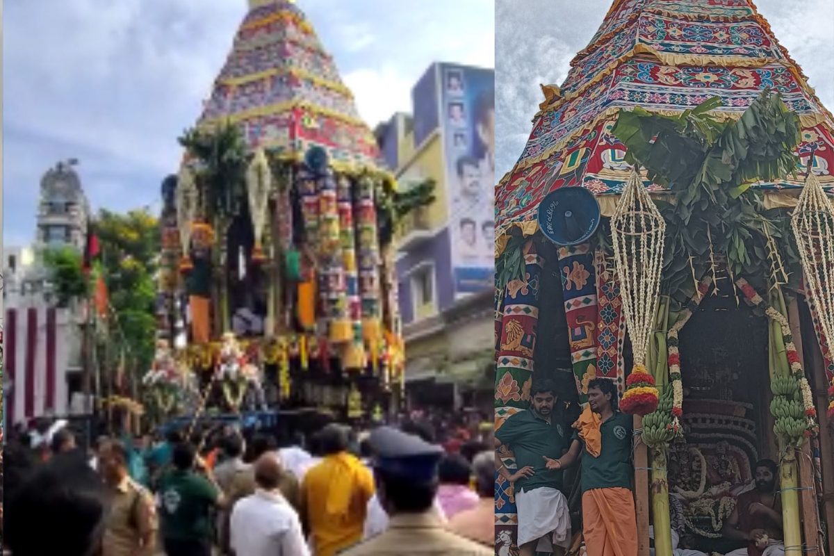 திருச்சியில் சித்திரைத் தேரோட்டம்.. மின்கம்பிகளில் சிக்கிய தேர்