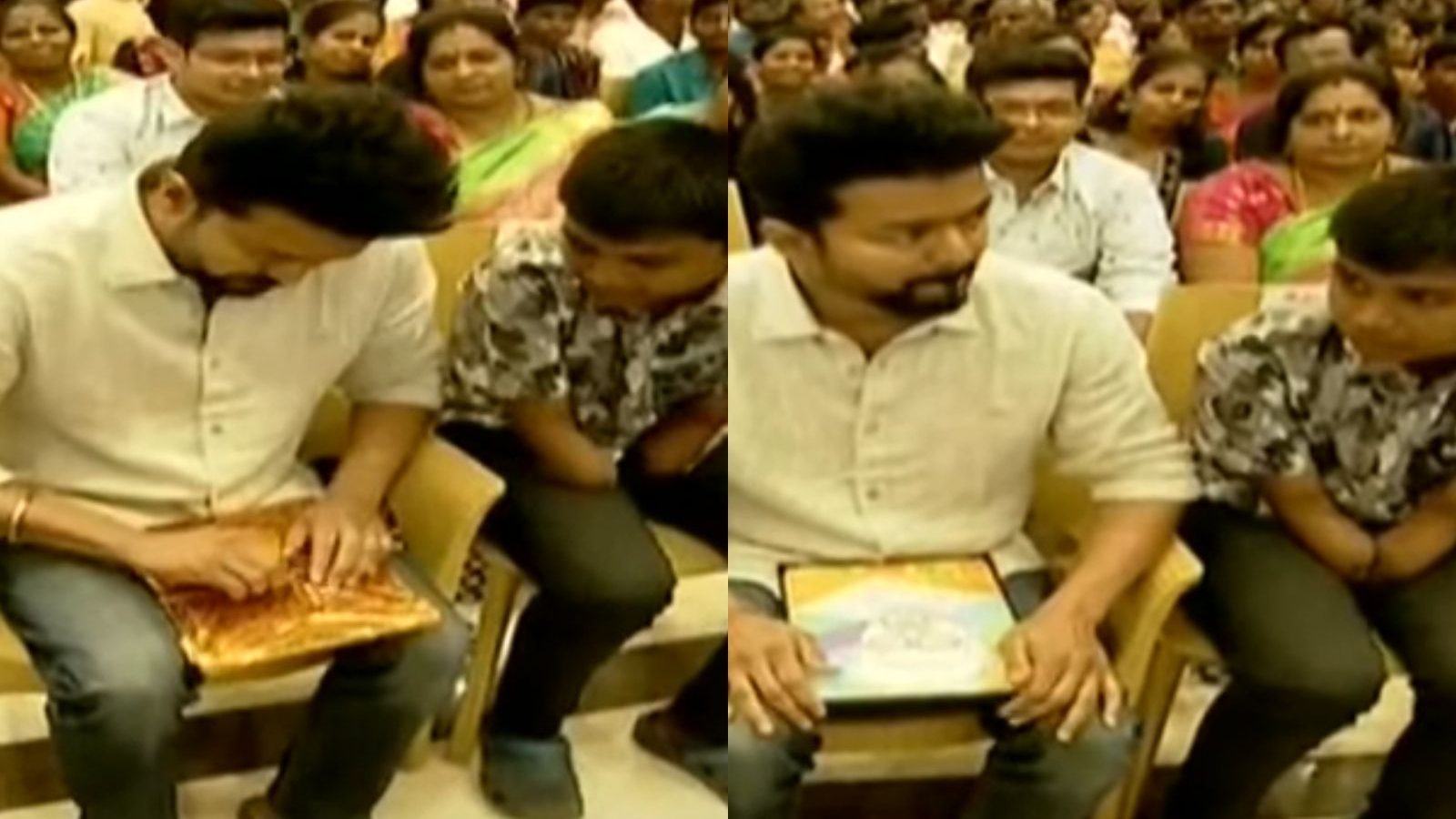 மாற்றுத்திறனாளி மாணவர் கொடுத்த பரிசு... நெகிழ்ச்சியில் கண்கலங்கிய விஜய்!