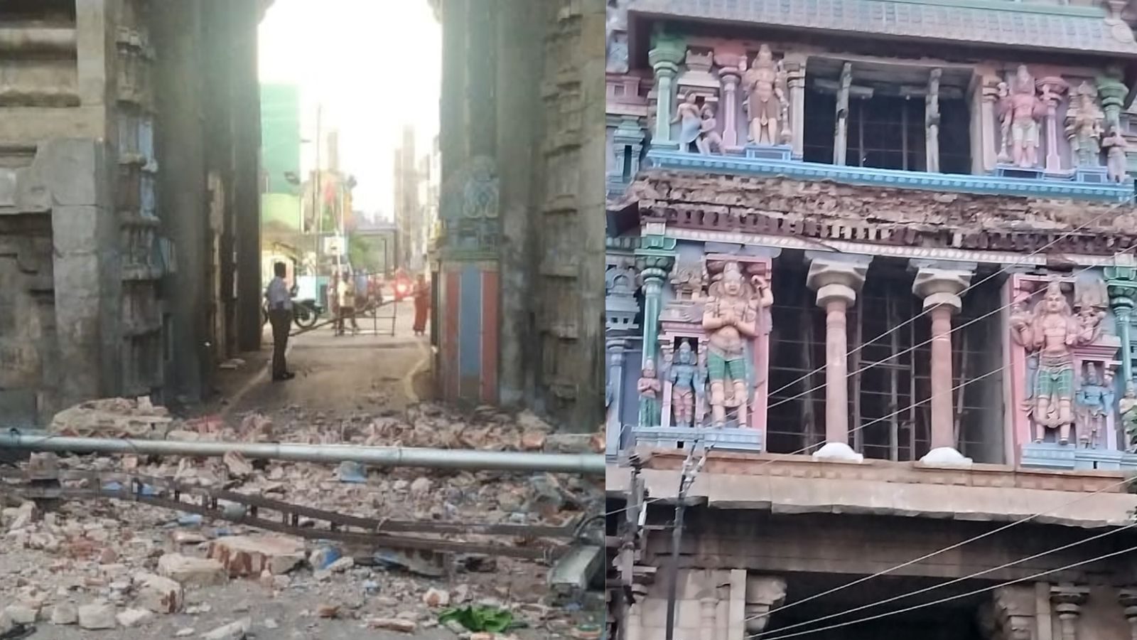 ஸ்ரீரங்கம் கோயில் கோபுரம்  இடிந்து விழுந்து விபத்து.. திருச்சியில் அதிர்ச்சி!