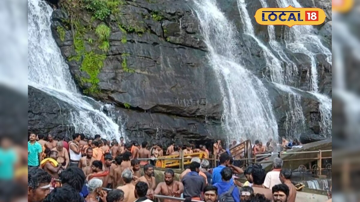 தண்ணீர் வரத்து குறைவு : ஐயப்பன் பக்தர்கள் கூட்டத்தால் கலை கட்டிய குற்றாலம்..!! – News18 தமிழ்