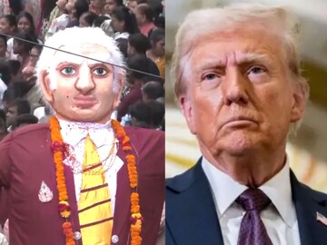 ஊர்வலத்தில் சென்ற ட்ரம்ப் உருவ பொம்மை