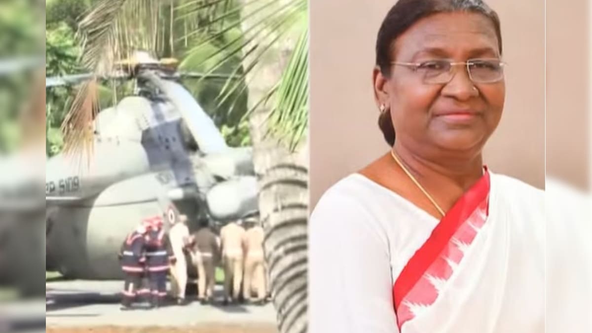 சபரிமலைக்கு சென்ற குடியரசு தலைவர் ஹெலிகாப்டரின் டயர் கான்கீரீட்டில் புதைந்ததால் பரபரப்பு | இந்தியா - News18 தமிழ்