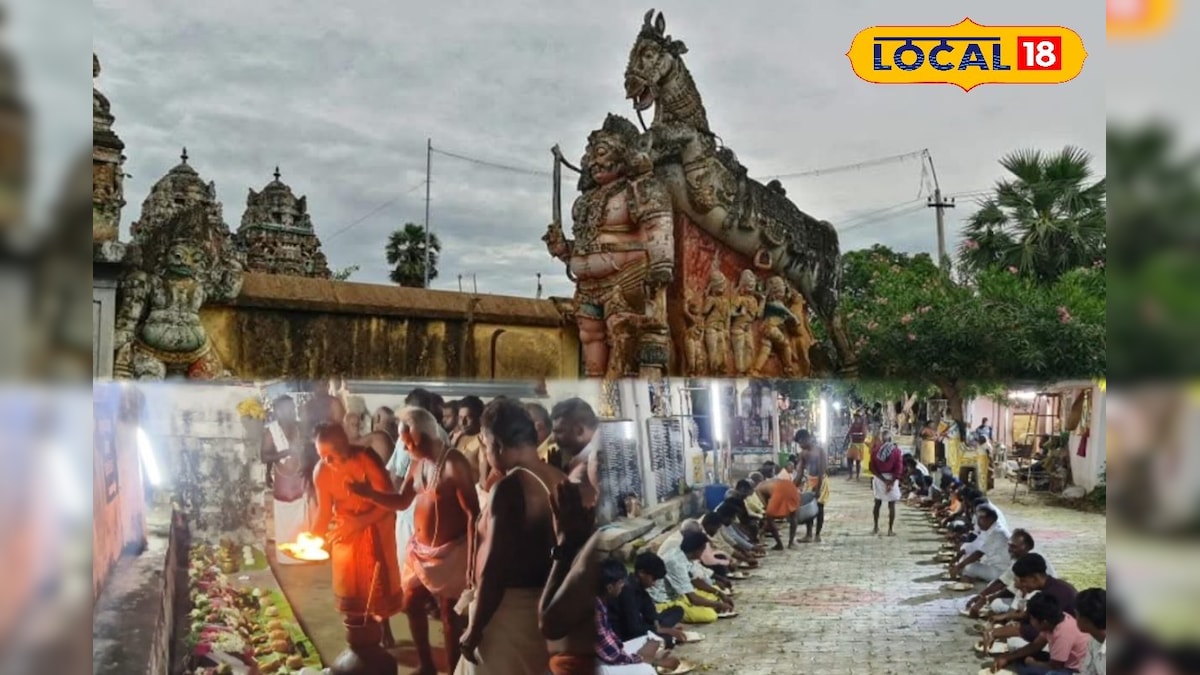 கமகமனு கிடாக்கறி விருந்து... ஆண்களுக்கு மட்டும் அனுமதி..  64 பரிவார தெய்வங்களுக்கு சிறப்பு பூஜை...! | சிவகங்கை - News18 தமிழ்