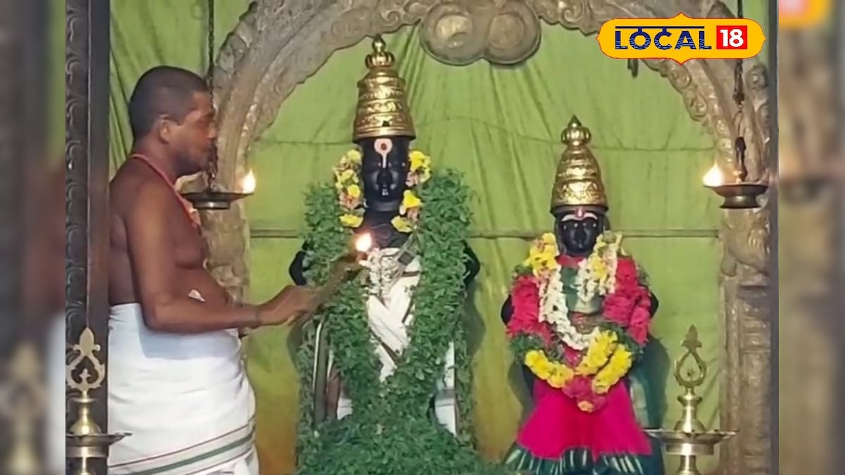 பசுமை நிறைந்த நந்தவனத்தில் ராதையுடன் காட்சி தரும் கிருஷ்ணர் - எங்க இருக்கு தெரியுமா? | தமிழ்நாடு - News18 தமிழ்