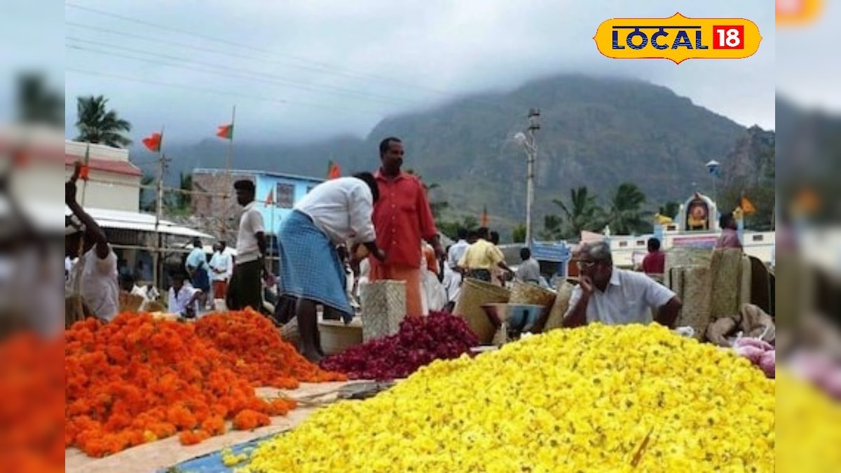 தொடர் மழை எதிரொலி... தோவாளை சந்தையில் ராக்கெட் வேகத்தில் விலை உயர்ந்த பூக்கள்... | கன்னியாகுமரி - News18 தமிழ்