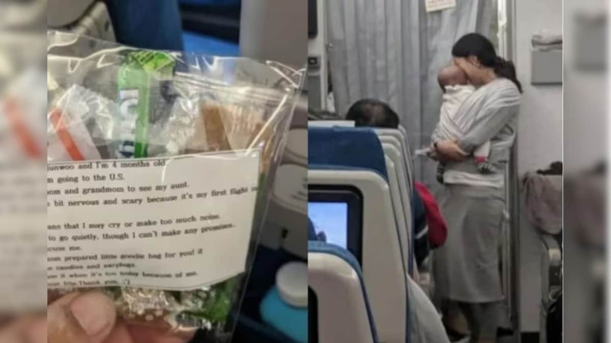 குழந்தை அழுதாலும் பயணிகளுக்கு தொந்தரவு இருக்க கூடாது.. விமானத்தில் பெண்ணின் நெகிழ்ச்சி செயல் | இந்தியா - News18 தமிழ்