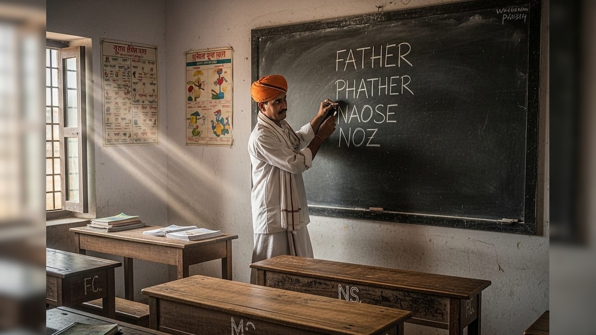 ஆங்கில வகுப்பில் தந்தைக்கு 'fader' என்றும், மூக்குக்கு 'noge' என்றும் எழுதிய பள்ளி ஆசிரியர்...! வைரலாகும் வீடியோ... | ட்ரெண்டிங் - News18 தமிழ்