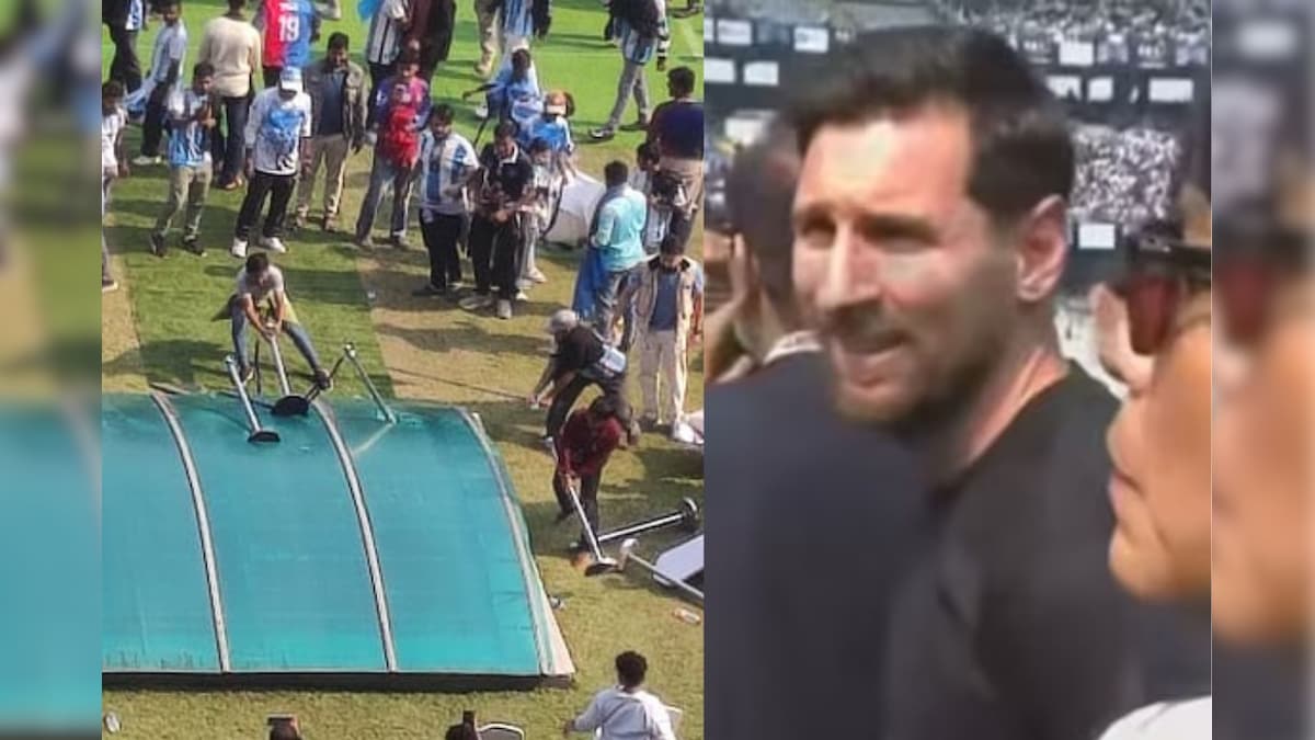 மெஸ்ஸியை பார்க்க முடியாததால் ஆத்திரம்.. கொல்கத்தாவில் மைதானத்தை துவம்சம் செய்த கால்பந்தாட்ட ரசிகர்கள்.. | விளையாட்டு - News18 தமிழ்