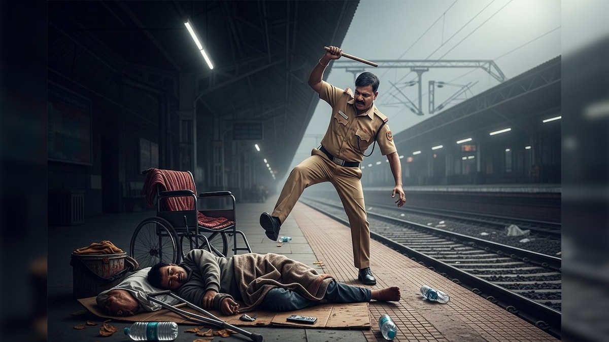நடைமேடையில் தூங்கிக் கொண்டிருந்த மாற்றுத்திறனாளியை தாக்கும் ரயில்வே காவலர்...! வைரல் வீடியோ... | ட்ரெண்டிங் - News18 தமிழ்