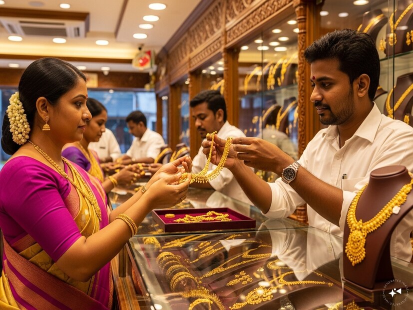 அந்த வகையில், நேற்று (19.01.26) 22 காரட் ஆபரணத்தங்கத்தின் விலை கிராமுக்கு ரூ.170 உயர்ந்து ஒரு கிராம் ரூ.13,450க்கும், சவரனுக்கு ரூ.1,360 உயர்ந்து ஒரு சவரன் ரூ.1,07,600க்கும் விற்பனை செய்யப்பட்டது. அந்த வகையில், நேற்று (19.01.26) 22 காரட் ஆபரணத்தங்கத்தின் விலை கிராமுக்கு ரூ.170 உயர்ந்து ஒரு கிராம் ரூ.13,450க்கும், சவரனுக்கு ரூ.1,360 உயர்ந்து ஒரு சவரன் ரூ.1,07,600க்கும் விற்பனை செய்யப்பட்டது.