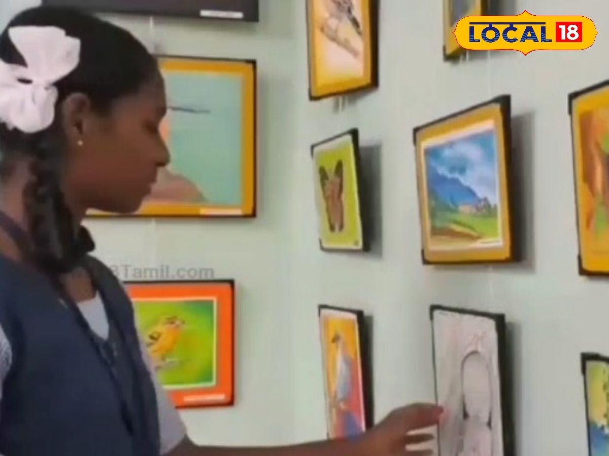 கண்களுக்கு விருந்தாக அமைந்த அரசு பள்ளி மாணவிகளின் ஓவிய கண்காட்சி ! | புதுச்சேரி செய்தி (Puducherry News) - News18 தமிழ்