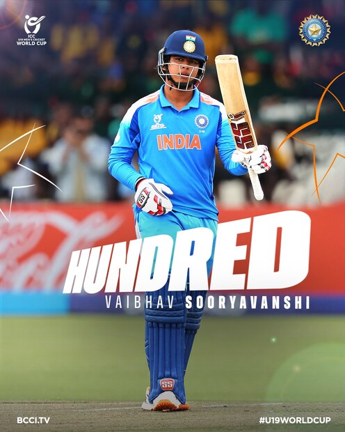  அதேநேரம், தொடக்க ஆட்டக்காரர் சூர்யவன்ஷி, ஆரம்பம் முதலே அதிரடியாக விளையாடினார். பந்தை நாலாபுறமும் சிதறடித்த அவர், சதம் அடித்தார். தொடர்ந்து, இங்கிலாந்து பந்துவீச்சாளர்களை திணறடித்த வன்ஷி, 175 ரன்கள் குவித்திருந்தபோது ஆட்டமிழந்தார். 80 பந்துகளை எதிர்கொண்ட அவர், 15 சிக்சர்கள் மற்றும் 15 பவுண்டரிகள் அடித்து ரசிகர்களை உற்சாகப்படுத்தினார்.