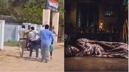 சிவா ரெட்டியை போலீசார் கைது செய்து அழைத்து செல்கின்றனர் .(அடுத்த படம் ஏஐ). சிவா ரெட்டியை போலீசார் கைது செய்து அழைத்து செல்கின்றனர் .(அடுத்த படம் ஏஐ).