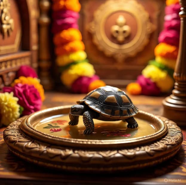  ஆமையைக் கொண்டுவருவதற்கு இதுவே மிகவும் புனிதமான நாள். வாஸ்து சாஸ்திரத்தின்படி, எந்த நாளிலும் ஆமை சிலையை வாங்கக்கூடாது. முழு நிலவு நாளில் ஆமையை வீட்டிற்குக் கொண்டுவருவது மிகவும் புனிதமானதாகக் கருதப்படுகிறது. ஆமையை வீட்டிற்குக் கொண்டு வந்த பிறகு, அதை சிறிது நேரம் 'பச்சைப் பாலில்' வைக்கவும். பின்னர், நாளின் மிகவும் புனிதமான நேரத்தில், 'அபிஜித் முகூர்த்தம்', பாலில் இருந்து எடுத்து, சுத்தமான தண்ணீரில் கழுவி, அதை நிறுவவும்.