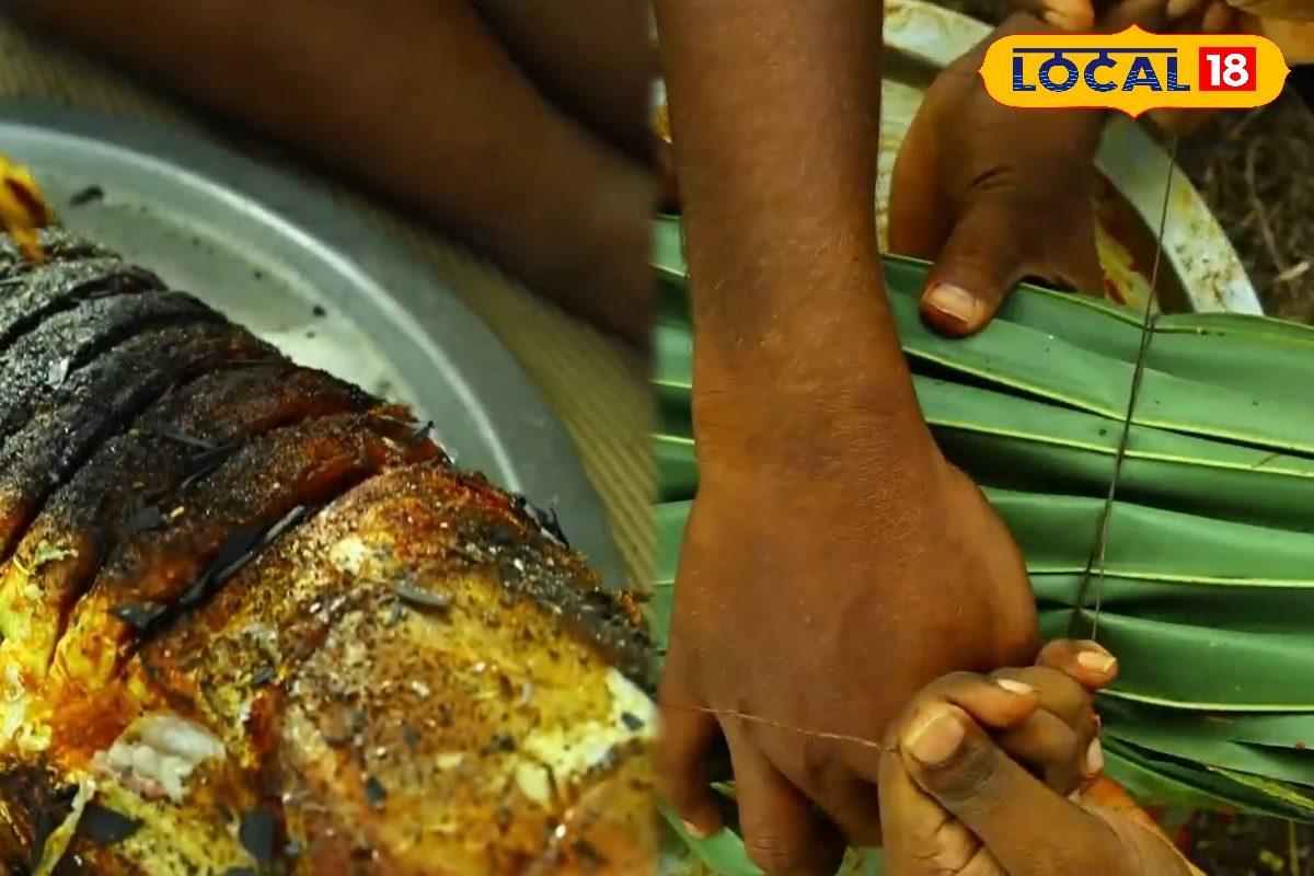 கிராமத்து கைமணம்... பனை ஓலையில் மடிச்சு, நெருப்புல வாட்டி எடுத்த மீன்!