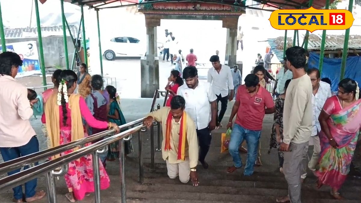 தோற்றாலும் தலைவன் வெல்ல வேண்டும்!! முட்டிப்போட்டு மலை ஏறிய தவெக நிர்வாகி...