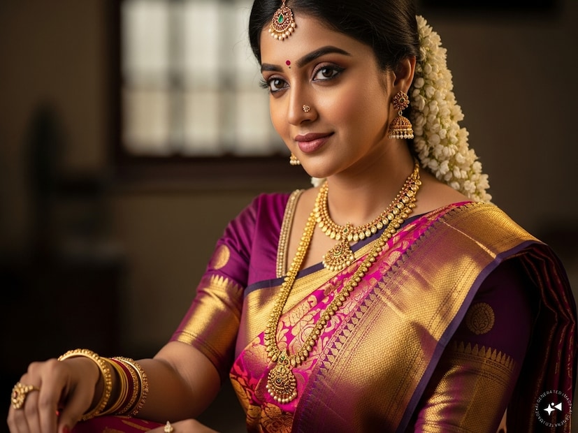 2. சரியான நிறத்தைத் தேர்ந்தெடுங்கள் :<br />இந்தியப் பாரம்பரியத்தில் நிறங்களுக்கு ஒரு சிறப்பு முக்கியத்துவமும் மத ரீதியான அர்த்தமும் உண்டு. காஞ்சிவரம் புடவைகளின் துடிப்பான நிறங்கள் கண்ணைக் கவரும் வகையில் அழகாக இருக்கும். நீங்கள் அவற்றை ஒரு திருமணத்திற்கோ அல்லது ஒரு பெரிய விழாவிற்கோ அணிகிறீர்கள் என்றால், பாரம்பரிய சிவப்பு, மெரூன், ராயல் நீலம் அல்லது மரகதப் பச்சை போன்ற அடர் நிறங்களைத் தேர்ந்தெடுக்கவும். இவை புடவையின் ஜரிகை வேலைப்பாடுகளை எடுப்பாகக் காட்டும். இருப்பினும், நீங்கள் அவற்றை ஒரு பண்டிகை அல்லது பகல் நேர விழாவிற்குத் தேர்ந்தெடுக்கிறீர்கள் என்றால், வெளிர் நிறங்கள், மஞ்சள் அல்லது மென்மையான நிறங்கள் ஒரு நவீன மற்றும் நேர்த்தியான தோற்றத்தை உருவாக்கும்.