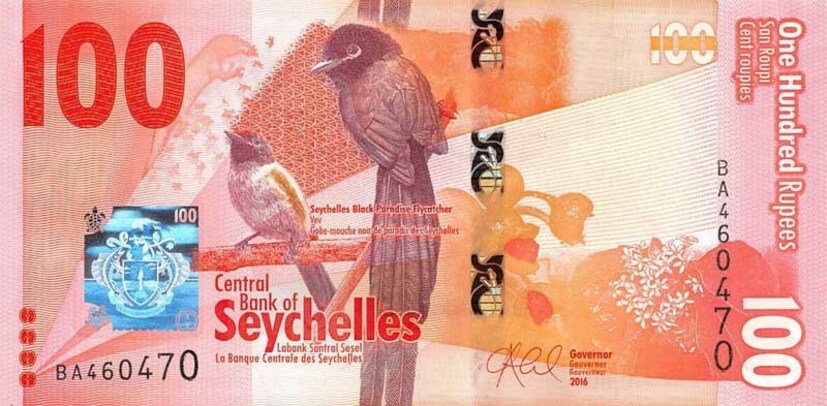செஷல்ஸ் நாட்டின் அதிகாரப்பூர்வ நாணயம் செஷல்ஸ் ரூபாய் (Seychellois Rupee) ஆகும். இதன் அதிகாரப்பூர்வ குறியீடு SCR ஆகும். இந்த நாணயம் 100 சென்ட்களாக பிரிக்கப்பட்டுள்ளது. அதாவது, 25, 50, 100, மற்றும் 500 ரூபாய் நோட்டுகள் புழக்கத்தில் உள்ளன. 1, 5, 10, 25 சென்ட்கள் மற்றும் 1, 5, 10 ரூபாய் நாணயங்கள் பயன்பாட்டில் உள்ளதாக தகவல்கள் கூறுகின்றன. செஷல்ஸ் நாட்டின் அதிகாரப்பூர்வ நாணயம் செஷல்ஸ் ரூபாய் (Seychellois Rupee) ஆகும். இதன் அதிகாரப்பூர்வ குறியீடு SCR ஆகும். இந்த நாணயம் 100 சென்ட்களாக பிரிக்கப்பட்டுள்ளது. அதாவது, 25, 50, 100, மற்றும் 500 ரூபாய் நோட்டுகள் புழக்கத்தில் உள்ளன. 1, 5, 10, 25 சென்ட்கள் மற்றும் 1, 5, 10 ரூபாய் நாணயங்கள் பயன்பாட்டில் உள்ளதாக தகவல்கள் கூறுகின்றன.