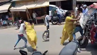 ஆட்டோ ஓட்டுநரை நடுரோட்டில் தாக்கிய பெண் ஆட்டோ ஓட்டுநரை நடுரோட்டில் தாக்கிய பெண்