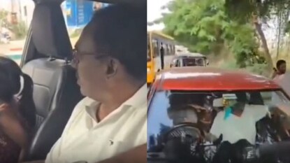 பேத்திக்கு கார் ஓட்ட கற்றுக்கொடுத்த இன்ஸ்பெக்டர்