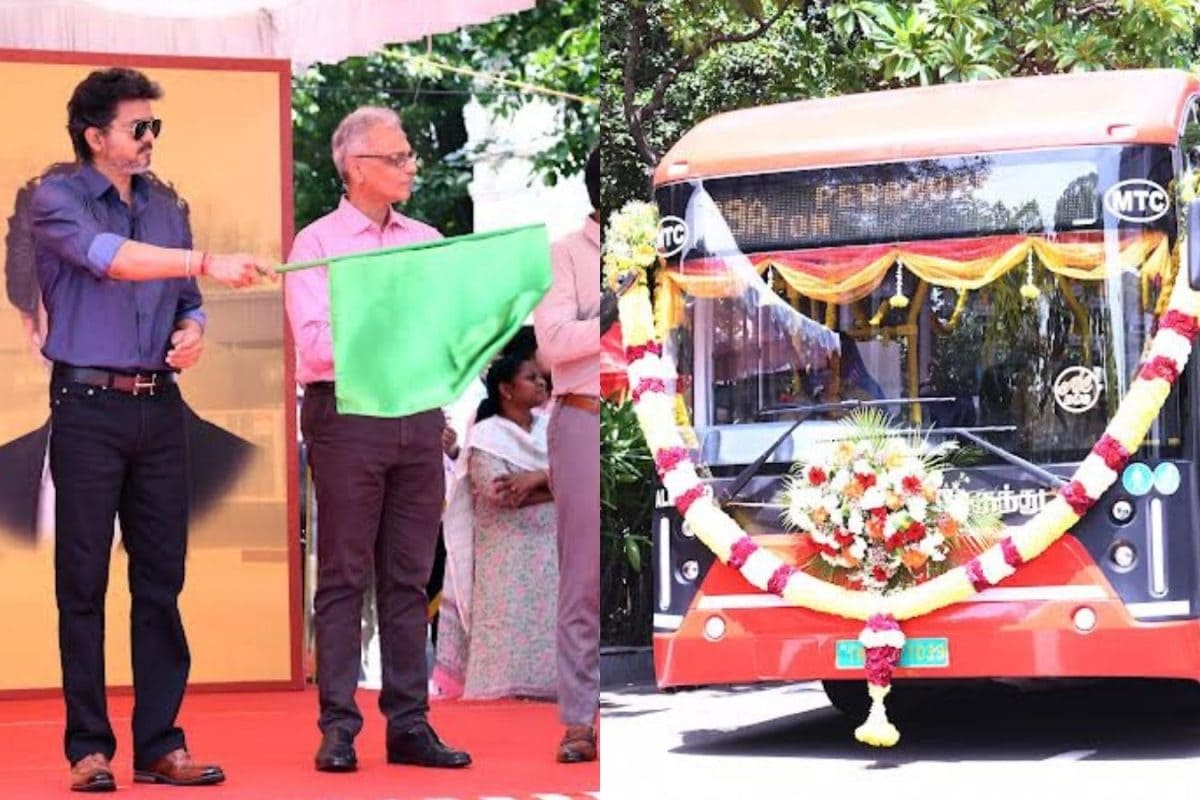 சென்னையில் 130 புதிய ஏ.சி.மின்சார பேருந்துகளின் சேவை : முதல்வர் விஜய் தொடங்கி வைத்தார்