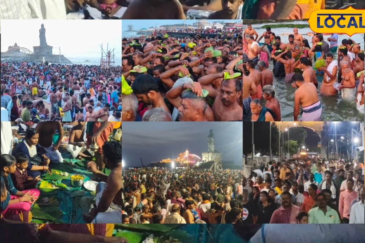 முக்கடல் சங்கமத்தில் ஆடி அமாவாசை வழிபாடு... தர்ப்பணம் கொடுத்து பக்தர்கள் புனித நீராடல்..!