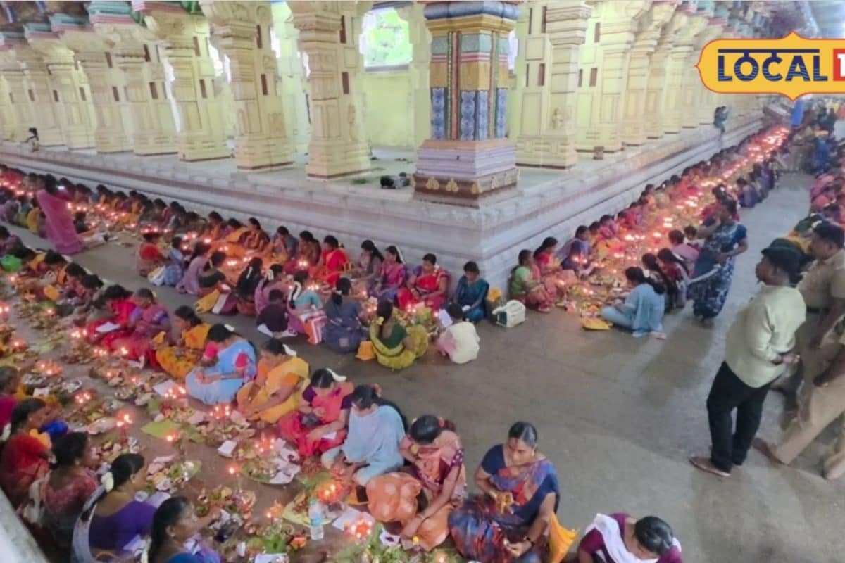 1008 விளக்கின் ஒளியில் மின்னிய மூன்றாம் பிரகாரம்... ராமநாதசுவாமி கோவிலில் திருவிளக்கு பூஜை..!