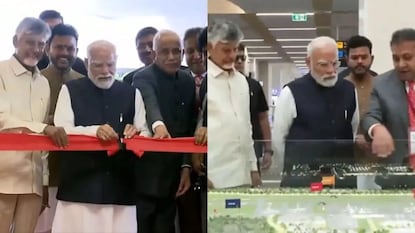 விமான நிலையத்தை தொடங்கி வைக்கும் பிரதமர் மோடி விமான நிலையத்தை தொடங்கி வைக்கும் பிரதமர் மோடி
