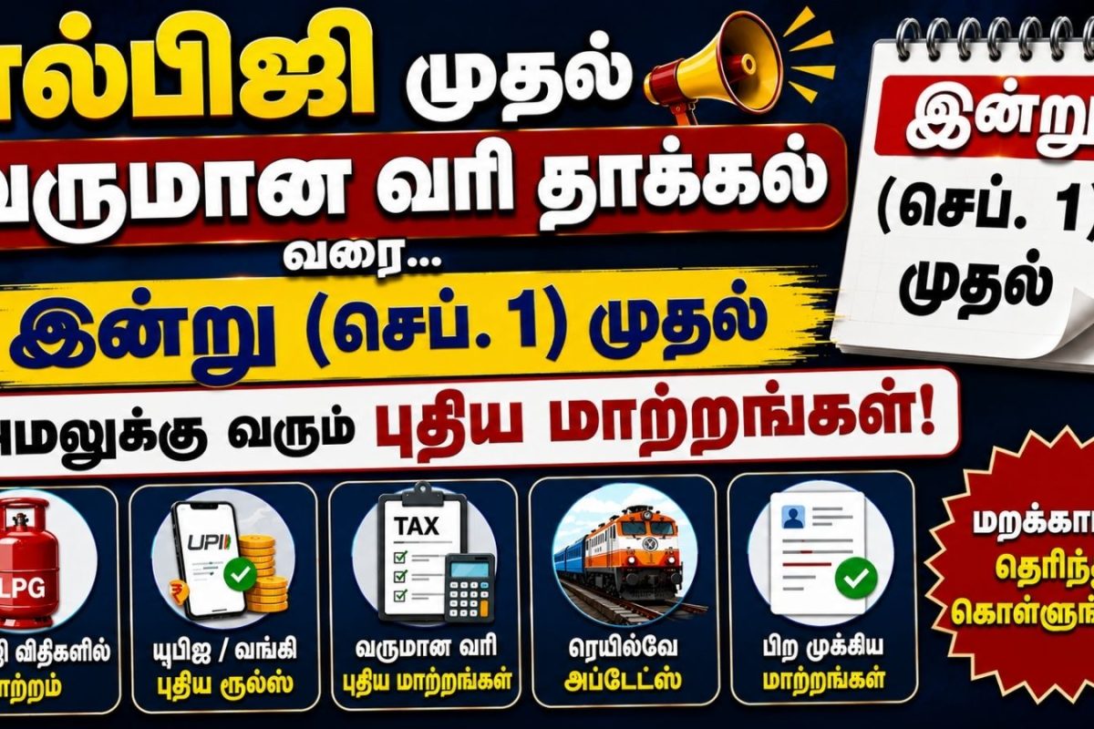 New Rules | எல்பிஜி முதல் வருமான வரி தாக்கல் வரை.. இன்று (செப். 1) முதல் அமலுக்கு வரும் புதிய மாற்றங்கள்!