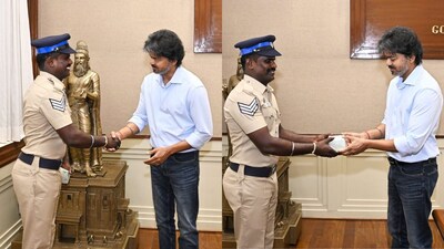 தலைமை காவலருக்கு முதலமைச்சர் விஜய் பாராட்டு