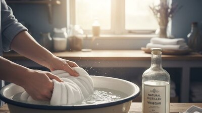 Just a cup of vinegar removes bad odor from towels instantly