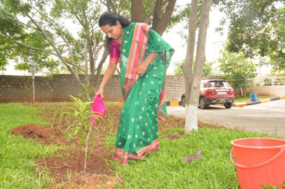 గ్రీన్ ఛాలెంజ్లో భాగంగా మొక్కనాటిన ఎంపీ కవిత