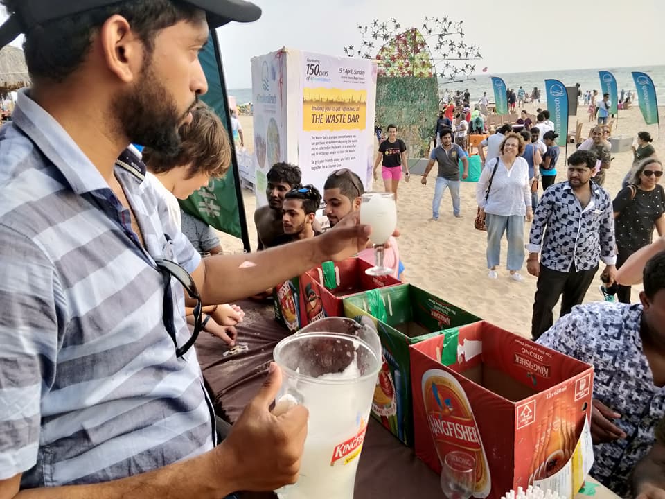 బీర్ బాటిల్ మూతలు, సిగరెట్ ముక్కలకు బీర్ ఇస్తున్న వేస్ట్ బార్ నిర్వాహకులు 