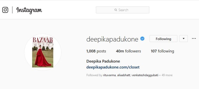 deepika padukone creates new record she crossed 40 million followers in her instagram,deepika padukone,deepika padukone instagram,deepika padukone twitter,deepika padukone facebook,deepika padukone ranveer singh,deepika padukone new rocord in social media,deepika padukone songs,instagram,deepika padukone instagram awards,deepika padukone interview,deepika padukone wedding,deepika padukone movies,deepika,deepika padukone hot,deepika padukone dance,deepika padukone video,deepika padukone xxx,deepika padukone cannes,deepika padukone and virat kohli,deepika padukone ranveer singh,deepika padukone and ranveer singh,bollywood,hindi cinema,దీపికా పదుకొణే,దీపికా పదుకొణే ఇన్స్టాగ్రామ్,దీపికా పదుకొణే ట్విట్టర్,దీపికా పదుకొణే ఇన్స్టాగ్రామ్ రికార్డు,దీపికా పదుకొణే మరో అరుదైన రికార్డు,దీపికా పదుకొణే రణ్వీర్ సింగ్